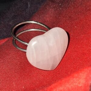 Handmade Heart-Shaped Rose Quartz Stone Ring